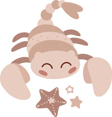Baby zodiac sign Scorpio. Cute vector astrology character