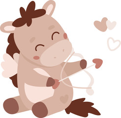 Baby zodiac sign Sagittarius. Cute pony. Vector astrology character