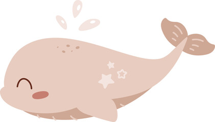 Baby zodiac sign Aquarius. Cute whale. Vector astrology character