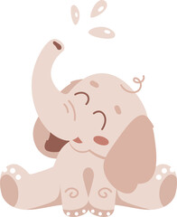 Baby zodiac sign Aquarius. Cute elephant. Vector astrology character