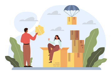 Think outside the box concept. Creativity and brainstorming