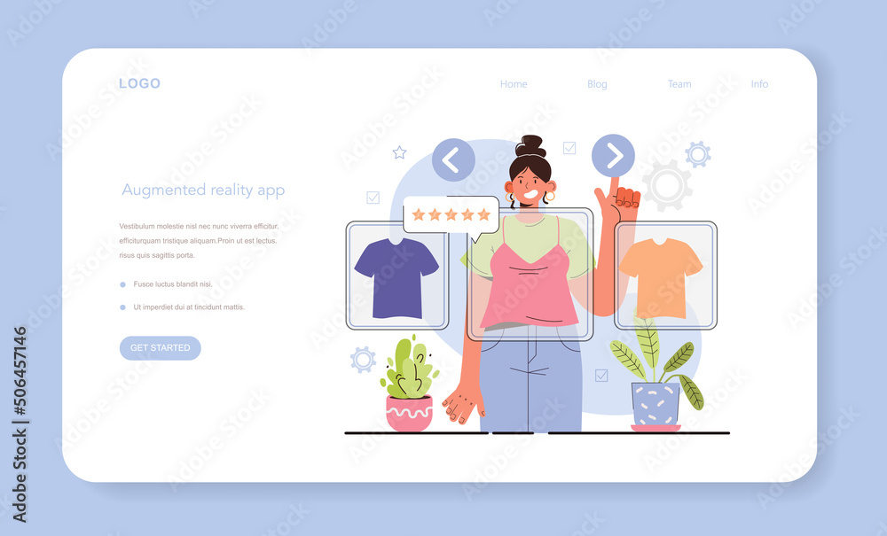 Wall mural ar developer web banner or landing page. augmented reality software