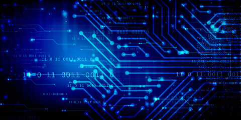 2d illustration Abstract futuristic electronic circuit technology background
