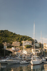 Fototapeta na wymiar Marina on the Tyrrhenian Sea. A cozy little town on the Amalfi Coast - Cetara.
