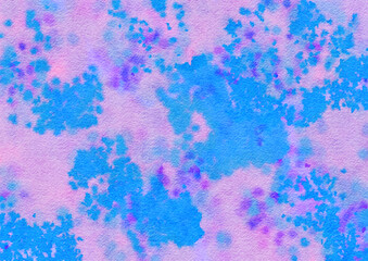 pink and blue watercolor tie dye paper background, abstract wet impressionist paint pattern, graphic design