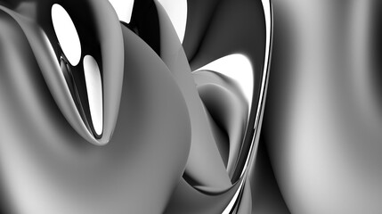 3d render of abstract art with part of surreal 3d organic alien flowers or liquid substance sculpture in curve wavy smooth and soft forms in matte aluminum metal material with glossy silver parts 