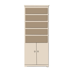 Simple modern wooden rack with shelves and doors in scandinavian style. Great for web design, instructions, cards and apps.