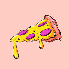 Cheesy Pepperoni Pizza cartoon vector