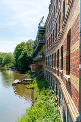 View from the Könneritzbrücke at the Weiße Elster river in Leipzig, Germany