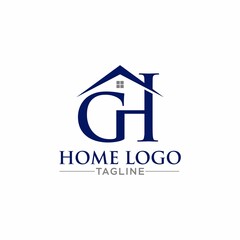 letter gh home logo design