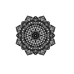 Easy mandala, simple mandalas flowers coloring page on white background.