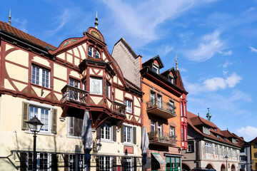 Obraz premium Beautiful facades in the old town of Haslach im Kinzigtal, Germany
