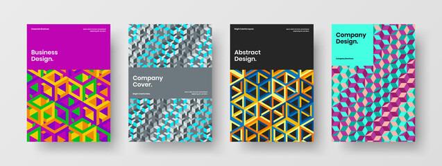 Fototapeta na wymiar Trendy geometric pattern brochure illustration set. Creative poster vector design concept bundle.