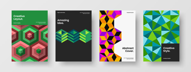 Fototapeta premium Premium booklet A4 vector design concept collection. Abstract mosaic pattern corporate cover illustration composition.