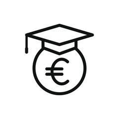 Student loans in euro. Academic scholarship icon concept isolated on white background. Vector illustration