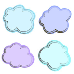 Set of clouds drawn in style Paper cut. Vector illustration of paper clouds.