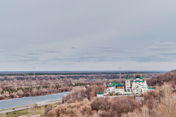 Ascension Caves Monastery of Russian Orthodox Church on banks of river Volga, Nizhny Novgorod,Russia