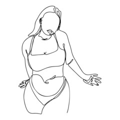 Woman silhouette one line drawing, modern continuous line illustration