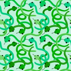 Cartoon seamless snakes pattern for textiles and packaging and gifts and cards and linens and kids and wrapping paper