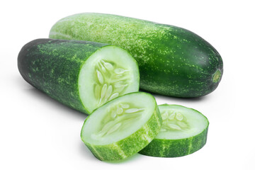 Cucumber isolated. Cucumber on white. Full depth of field. With clipping path