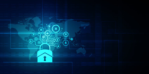 2d illustration Safety concept: Closed Padlock on digital background