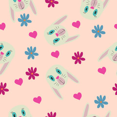 High quality vector seamless pattern. Bunny faces.