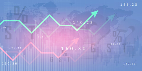 2d rendering Stock market online business concept. business Graph 