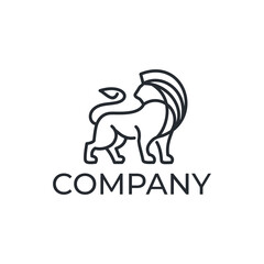 luxury lion with line art style business logo design