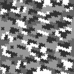 Pixel camo grey, seamless illustration for print. Disguise.