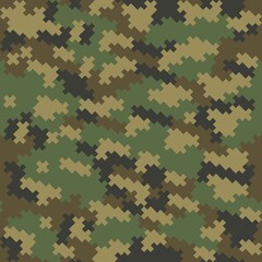 Army camo military uniform vector texture, classic texture, forest hunting background.