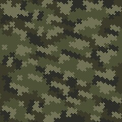 Fototapeta premium Abstract camo pixel pattern, classic seamless texture. Digital print.