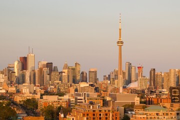 The financial district of Toronto Canada at sunset