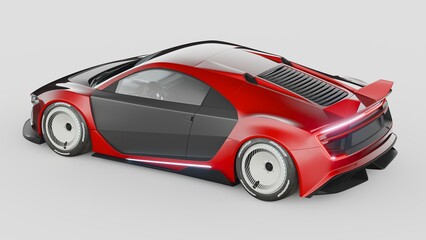 Obraz na płótnie Canvas 3D rendering of a brand-less generic concept car 