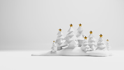 Low polygon with Christmas tree  3d render