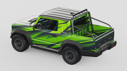 3D rendering of a brand-less generic pickup truck	