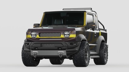 3D rendering of a brand-less generic pickup truck	
