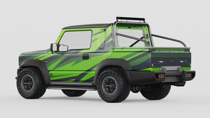 3D rendering of a brand-less generic pickup truck	