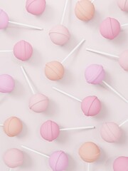 3D Rendering Minimal Pink Lollipop Background for Poster, Invitation Card or Graphic Covers.