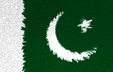 3d illustration of Pakistani flag. The flag of Pakistan is white and green with a moon in the center.