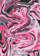 Fluid art texture. Abstract background with swirling paint effect. A4. Liquid acrylic picture that flows and splashes. Mixed paints for interior poster. pink and brown iridescent colors. A4