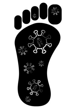 black foot with virus cells clip art preview