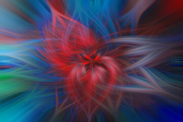Abstract background is a fantastic red and blue flower.