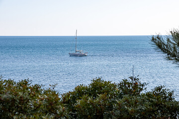 Fototapeta na wymiar Beautiful landscape on the Adriatic Sea. Sunny April day. Istria peninsula Pula Croatia
