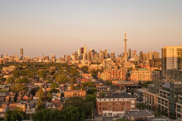 Fototapeta na wymiar Toronto s skyline at dusk as seen from Centre Island