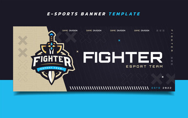 Fighter Esports Gaming Banner Template with Logo for Social Media © Akito Studio