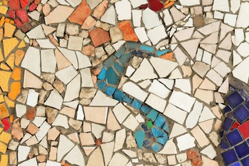 texture, background, mosaic of bright fragments of ceramic glazed tiles