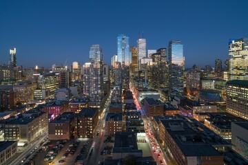 Fototapeta na wymiar The financial district of Toronto Canada at dusk