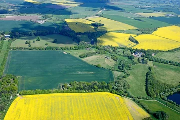 Peel and stick wallpaper Meadow, Swamp Aerial view of the skyline of Oxfordshire farmland with Oil Seed Rape crop in fields