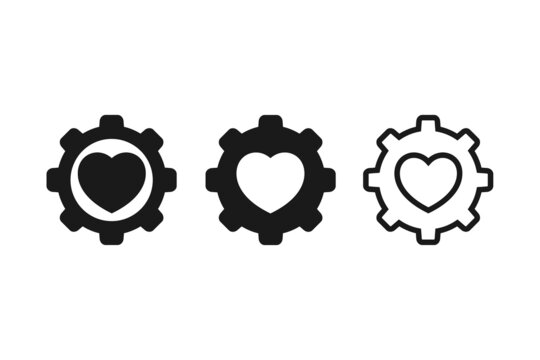 Gear with heart icon Vector illustration
