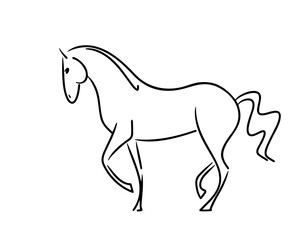 Stylized vector image of a piaffing horse on the loose